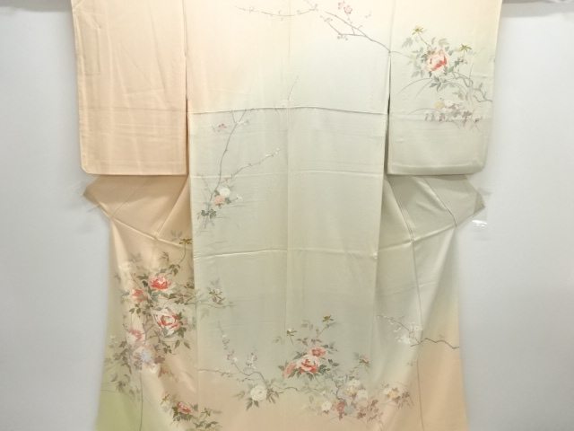 作家物　手描き友禅　牡丹・菊模様訪問着